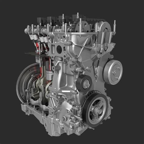 4 Cylinder Engine Block Cutaway 3d Model Max Fbx