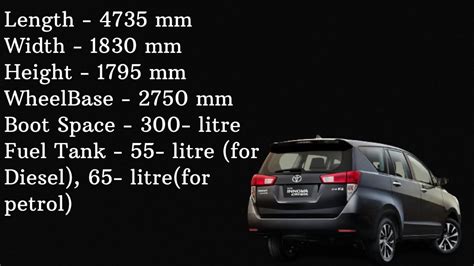 Innova Crysta Ground Clearance Boot Space Dimensions