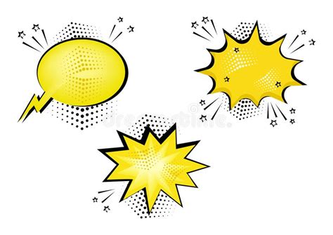 Set Yellow Comic Bubbles For Your Text Comic Sound Effects In Pop Art