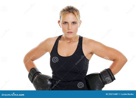Tough Female Boxer Portrait Stock Image Image Of Hands Background