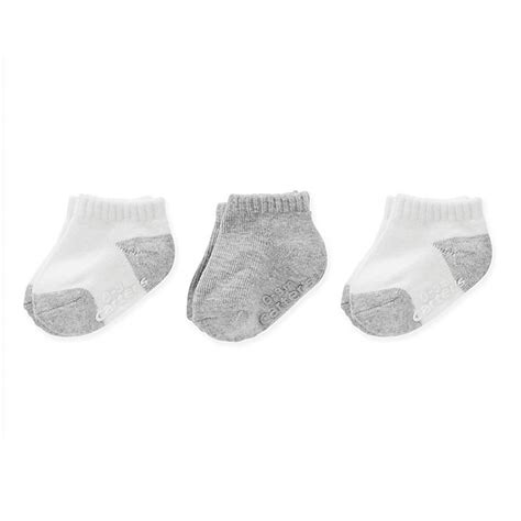 Carters® 3 Pack Ankle Socks In Whitegrey Bed Bath And Beyond