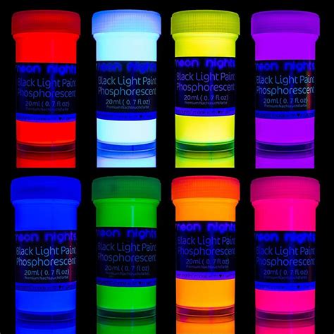 Neon Nights 8 X Peinture Phosphorescente Autoluminescente Couleur Fluo