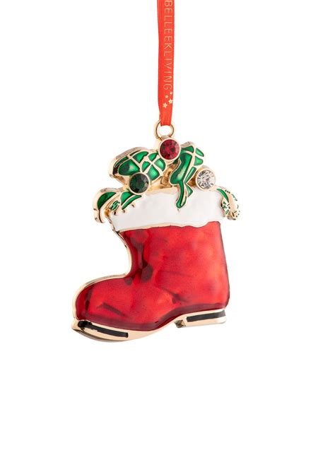 Belleek Living Santa S Boot Enamel Ornament Blarney
