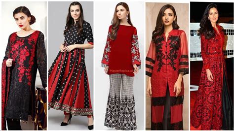Red And Black Colours Combination Ideas Suits Kurtis Dress Red Black