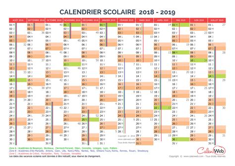 Calendrier Scolaire Pour Les Vacances 2018 2019 à Imprimer
