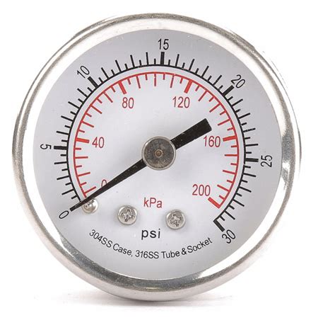 Grainger Approved Pressure Gauge 0 To 200 Kpa 0 To 30 Psi Range 18