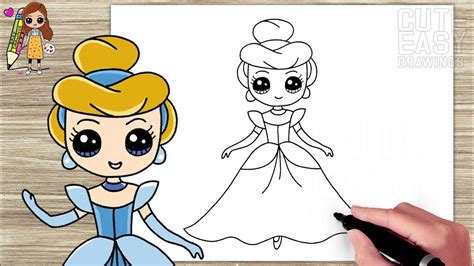 How To Draw Princess Cinderella Simple And Easy Youtube