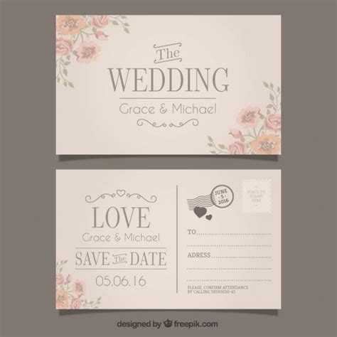 wedding invitation  postcard style vector