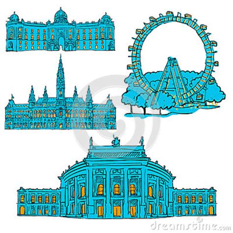 Vienna Austria Colored Landmarks Stock Vector Illustration Of