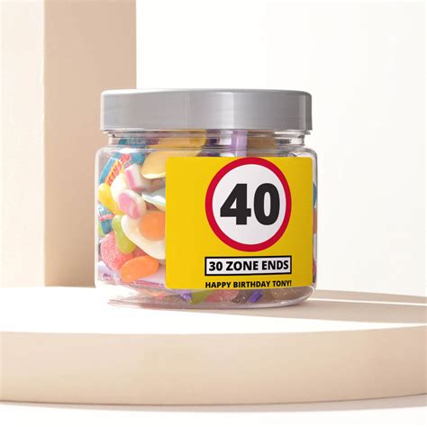 Personalised Retro Sweet Jar Zone Ends 40 Gettingpersonal