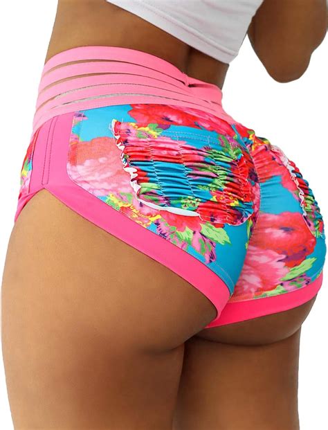 Damen Workout Yoga Shorts Hohe Taille Push Up Gym Shorts Scrunch Gerafft Gesäß Lifting