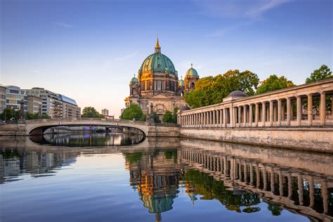 Berlin Cathedral Reflected In Spree River At Dawn Germany The