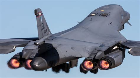 Amazing View Us B 1b Lancer Take Off With Afterburner Fighter