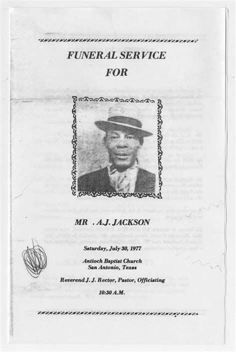 [Funeral Program for A. J. Jackson, July 30, 1977] - The Portal to