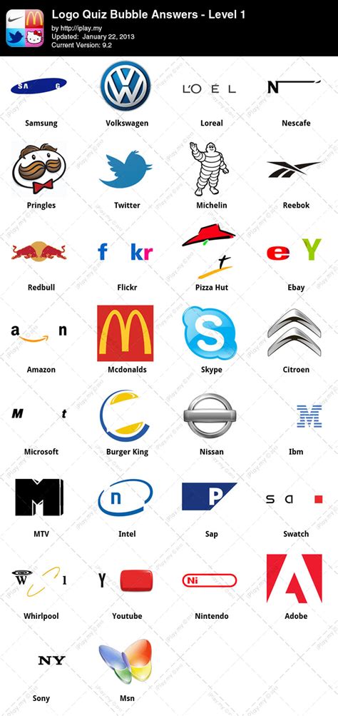 Ultimate Logo Quiz Answers Level 1 Tewsevery