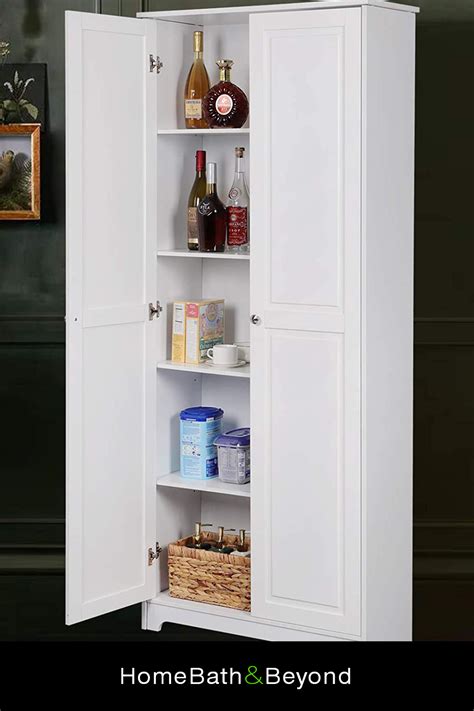 White Freestanding 2 Door Pantry Cabinet Tall Cabinet Storage White