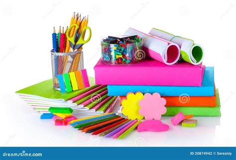 Bright Stationery And Books Stock Photo Image Of Ballpen Background