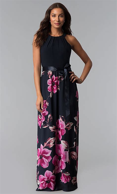 When selecting wedding guest dresses, think about whether the wedding and reception will be held indoors, or outside. Wedding-Guest Dress with Long Floral-Print Skirt