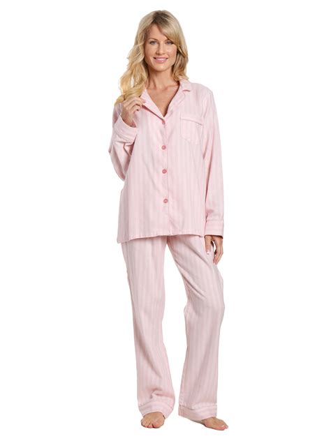 Womens 100 Cotton Lightweight Flannel Pajama Sleepwear Set Stripes