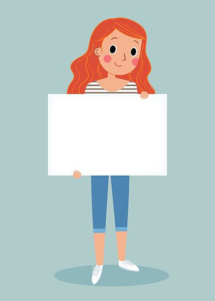 Background Of Girl Holding Blank Sign Clip Art Vector Images