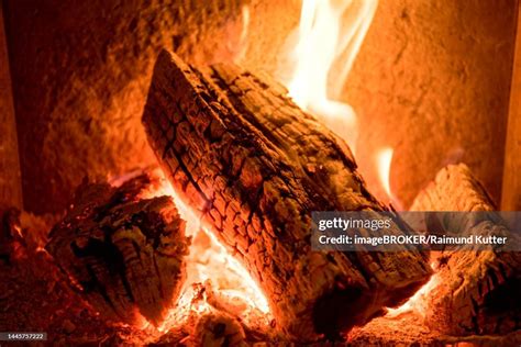 Burning Log In The Fireplace Firewood Open Fire Fireplace Glowing