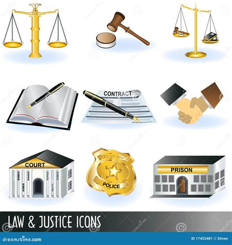 Iconos De La Ley Y De La Justicia Ilustración Del Vector Ilustración