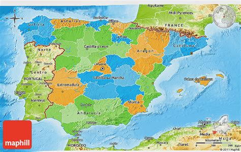 Political 3d Map Of Spain Physical Outside