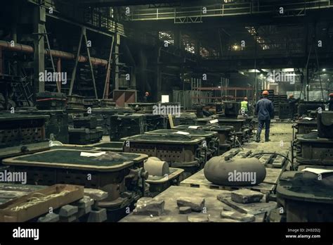 Metallurgical Plant Big Dark Workshop Inside Industrial Steel