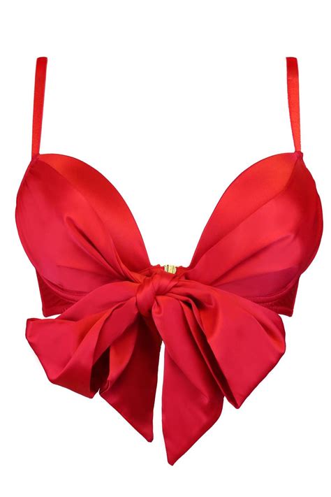All Wrapped Up Front Fastening Bow Padded Bra Red Pour Moi