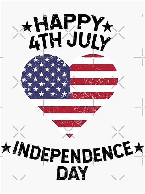 Happy 4th July Love Heart America Independence Day American Flag
