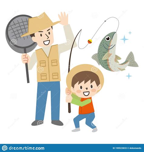 Ilustración De La Pesca De Padres E Hijos Ilustración Del Vector