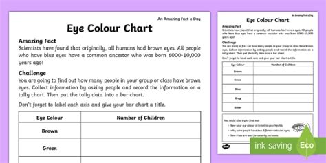 Eye Colour Chart Worksheet Worksheet Teacher Made