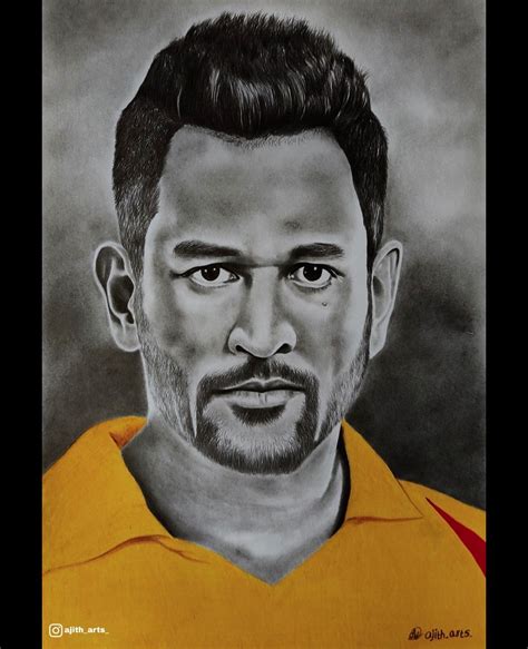 Ms Dhoni Pencil Drawing Pencil Drawings Drawings Male Sketch