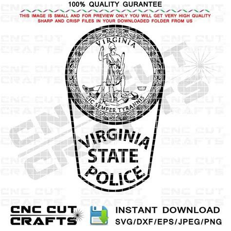 Virginia State Police Svg Badge Patch Monogram Vector Black Etsy