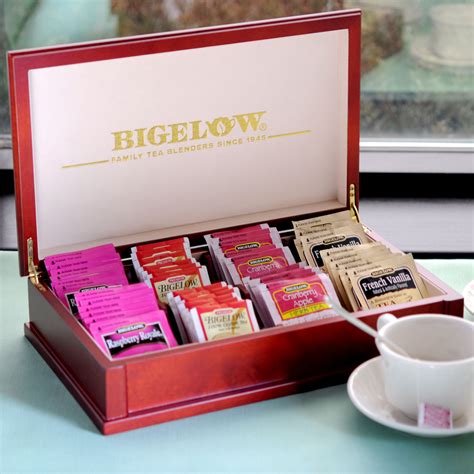 Bigelow Tea 8 Compartment Mahogany Wooden Tea Chest
