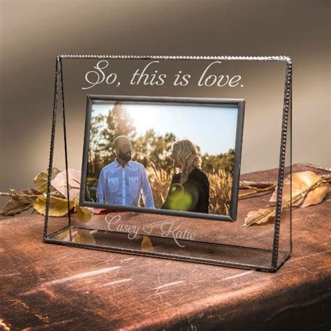 Engagement Picture Frame Personalized T Engraved Glass Etsy