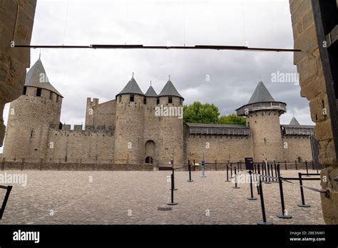 Interior Castle Carcassonne Fortified Unesco Town In France Stock Photo