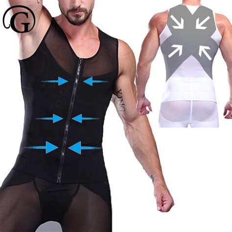 buy prayger men slimming chest body shaper breathable mesh corset male modeling