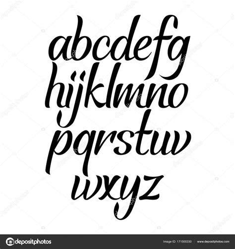 Brush Script Calligraphy Cursive Type Handwritten Vector Aphabet Hand