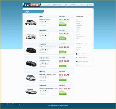 Free Search Engine Website Templates Of Rent A Car Web Template Free