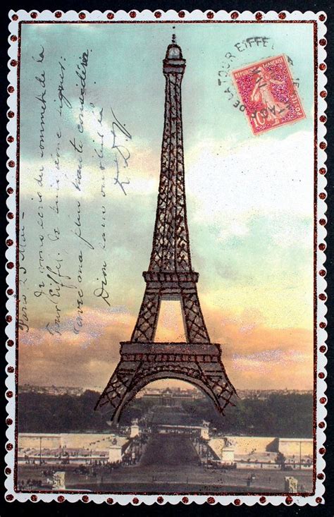Vintage Eiffel Tower Postcard Eiffel Tower Eiffel Tower Painting