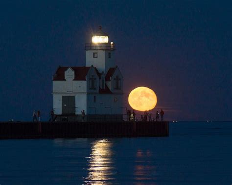 Catching Some Light Full Moon Lighthouse Photo Pops Digital Full