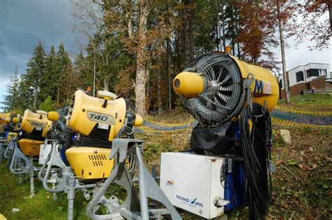 Snow Making Machines In Bukovel Popular Ski Resort In Western Ukraine