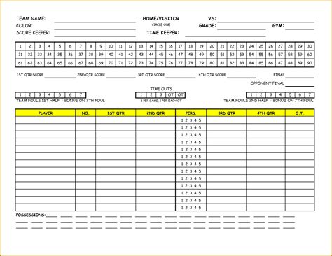 basketball score sheet template excel fabtemplatez