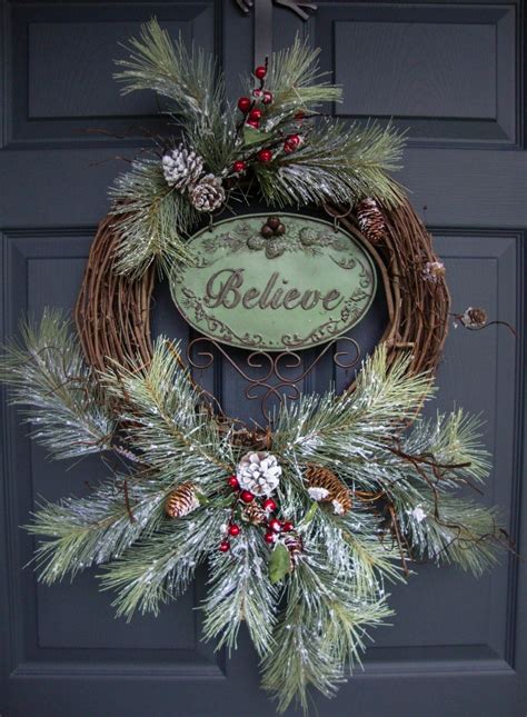 Rustic Christmas Wreaths Believe Outdoor Holiday Wreath