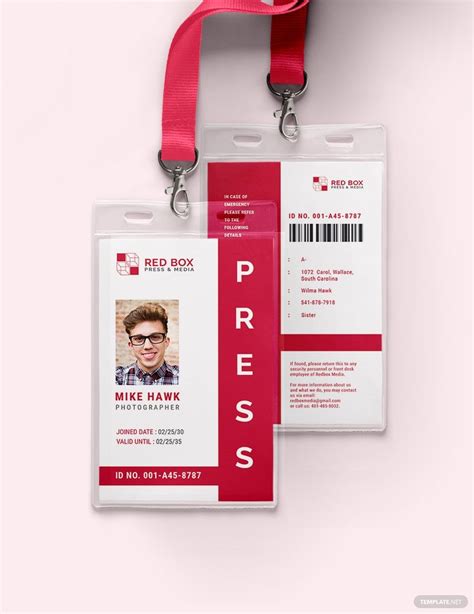 Printable Press Id Card Template In 2020 Id Card Temp