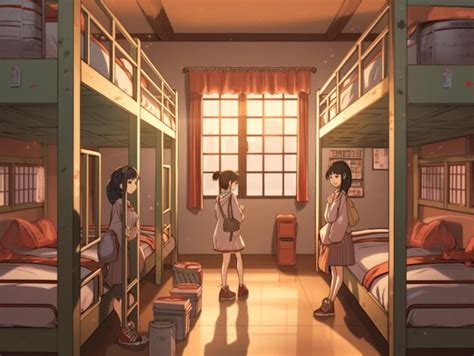 Premium Ai Image Anime Scene Of Two Girls In A Room With Bunk Beds Generative Ai