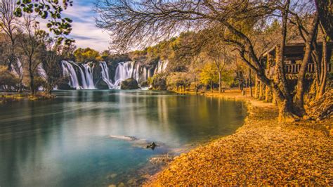 Kravice Waterfall In Bosnia Herzegovina Autumn Landscape