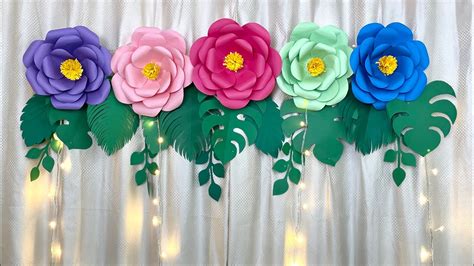 How To Make Giant Paper Flowers Backdrop For Any Occasion At Home Youtube