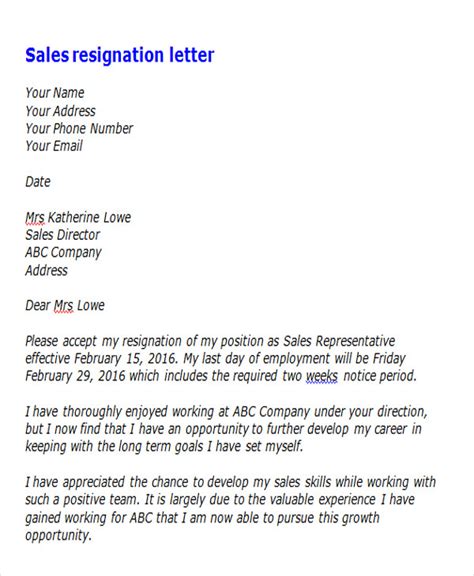 Sample Resignation Letter Sales Agent Classles Democracy